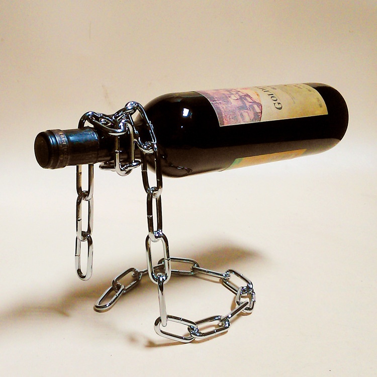 Birthday,Friendship Gifts,Father's Day,Anniversary,Magical Suspended Iron Chain Wine Rack - Metal Chain Crafts